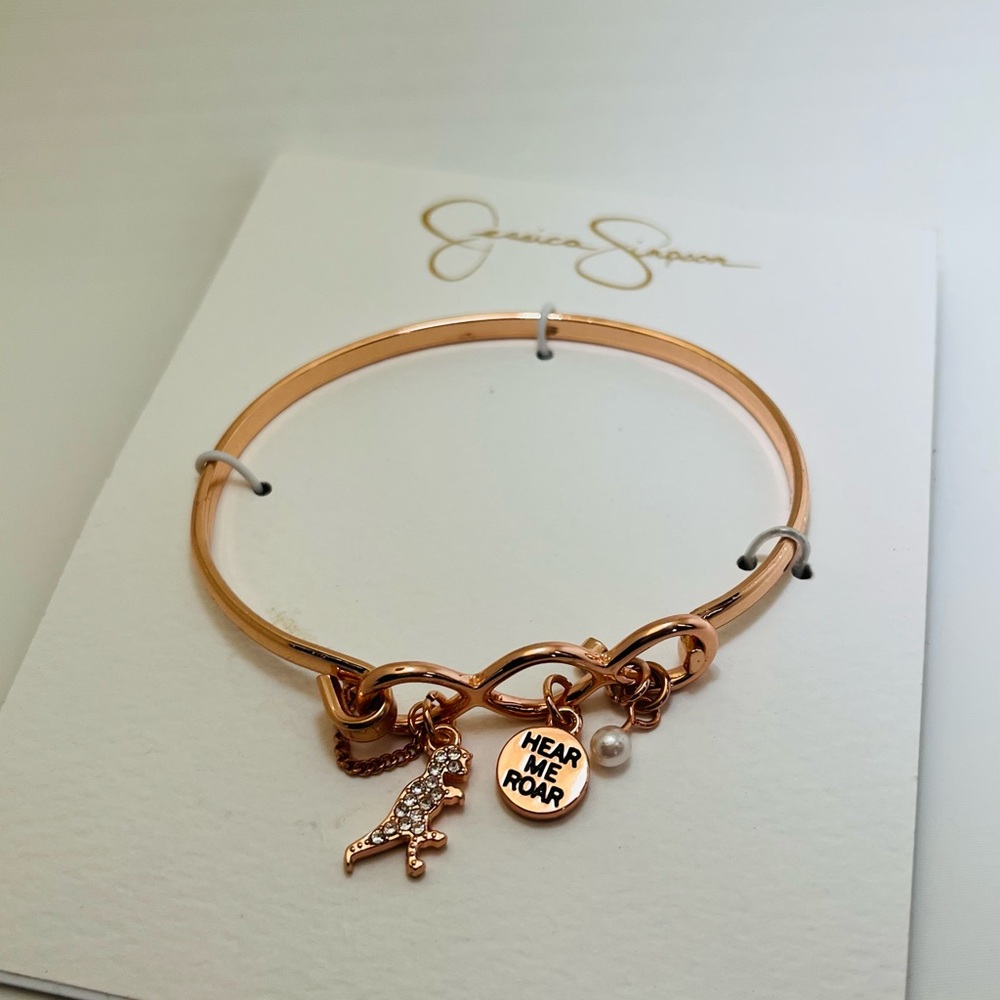 Jessica Simpson Rose Gold Charm Bracelet with Pendants